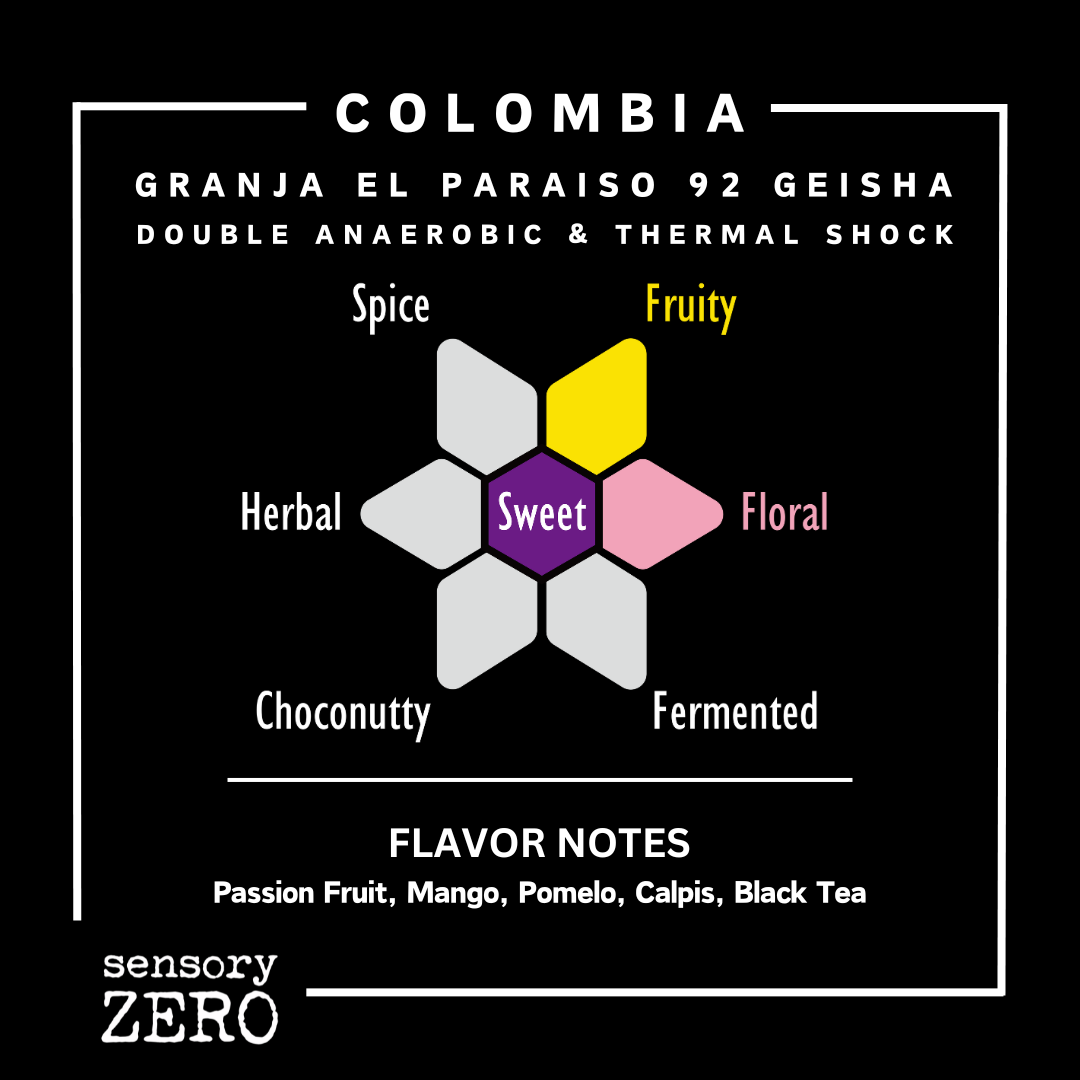 哥倫比亞 | Granja El Paraiso 92 Geisha | 雙重厭氧熱衝擊處理 - 掛耳包 (5包) - sensory ZERO, Specialty Coffee, Artisan Coffee, Coffee Workshops, Premium Coffee Beans, Coffee Brewing Equipment, Online Coffee Store, Coffee Gifts, Hong Kong Coffee, Freshly Roasted Coffee, Coffee Subscriptions, Coffee Accessories,  Tea Products, Gourmet Drinks, Wholesale Coffee Supply, B2B Coffee Solutions, 精品咖啡, 手工咖啡, 咖啡工作坊, 優質咖啡豆, 咖啡冲泡器具, 網上咖啡商店, 咖啡禮品, 香港咖啡, 新鲜烘焙咖啡, 咖啡訂閱, 咖啡配件, 美味飲品, 批發咖啡供應, B2B咖啡解决方案, B2B咖啡解決方案